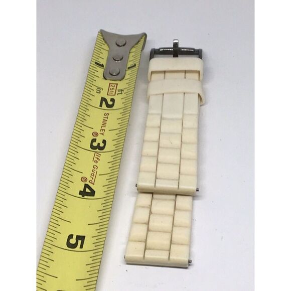 Authentic Fossil Watch Full Band Rubber White Use Parts 2 Piece Strap 18mm A698 - Picture 1 of 8